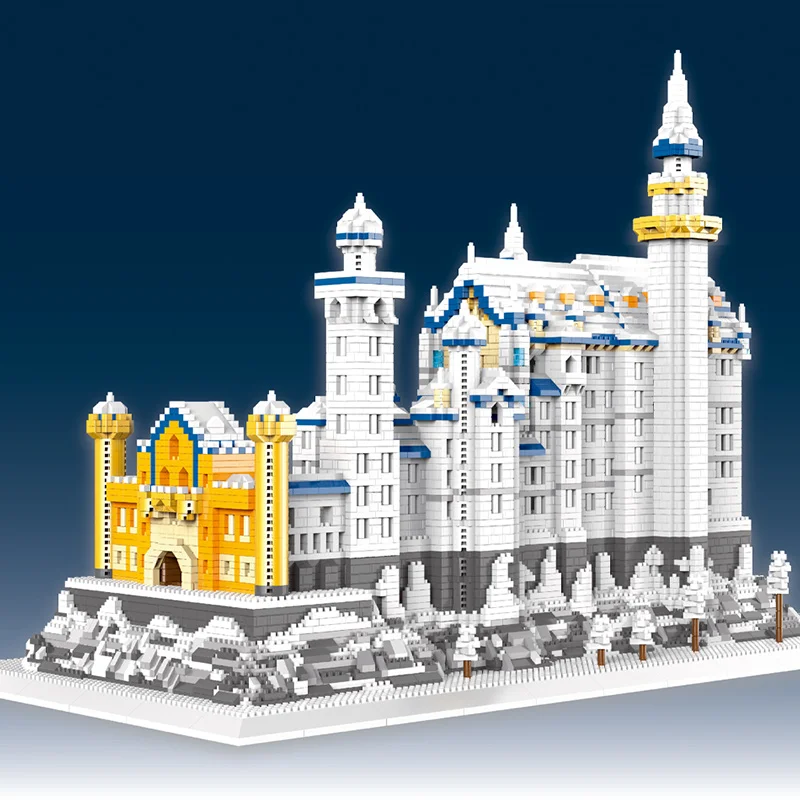 8288pcs diamante nevicata cigno castello architettura blocchi Micro mattoni imposta giocattoli educativi per bambini regali di natale