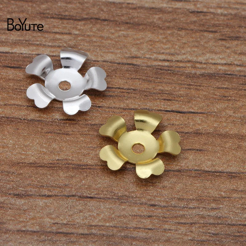 BoYuTe (200 buah/lot) 10MM bahan cap bunga kuningan logam persediaan pembuatan perhiasan Diy