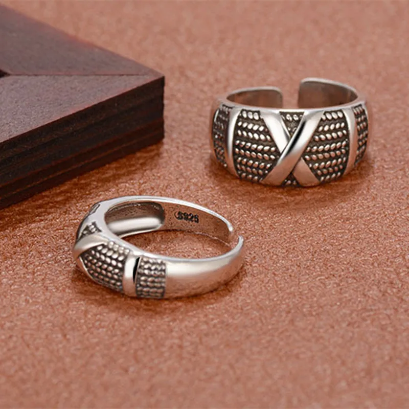 Buyee 925 Sterling Silver Lover Couples Ring Sets Elegant X Gray Sweet Ring Finger for Woman Man Fashion Fine Jewelry Circle