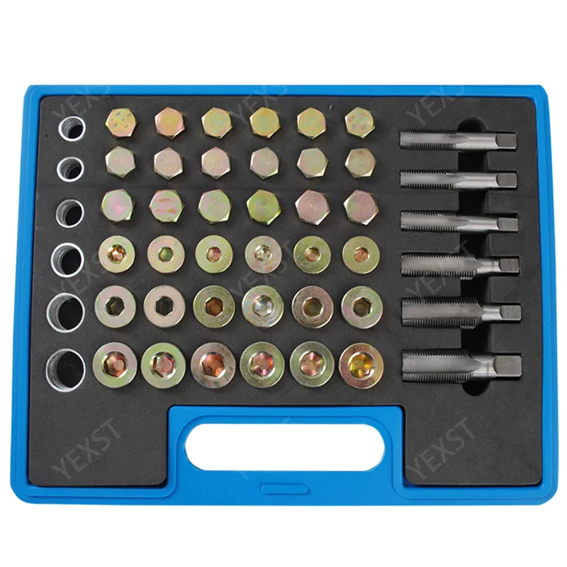 114PCS Universal Car Oil Pan Thread Repair Kit Gearbox Drain Plug Washer Seal Tool Set Car Repair Tools Gearbox Repair Tool Set