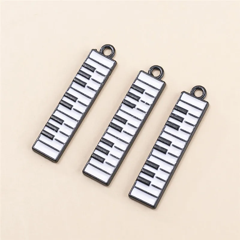 10pcs/lot Piano Enamel Music Charms Pendant For Jewelry Making DIY Keychain Accessories