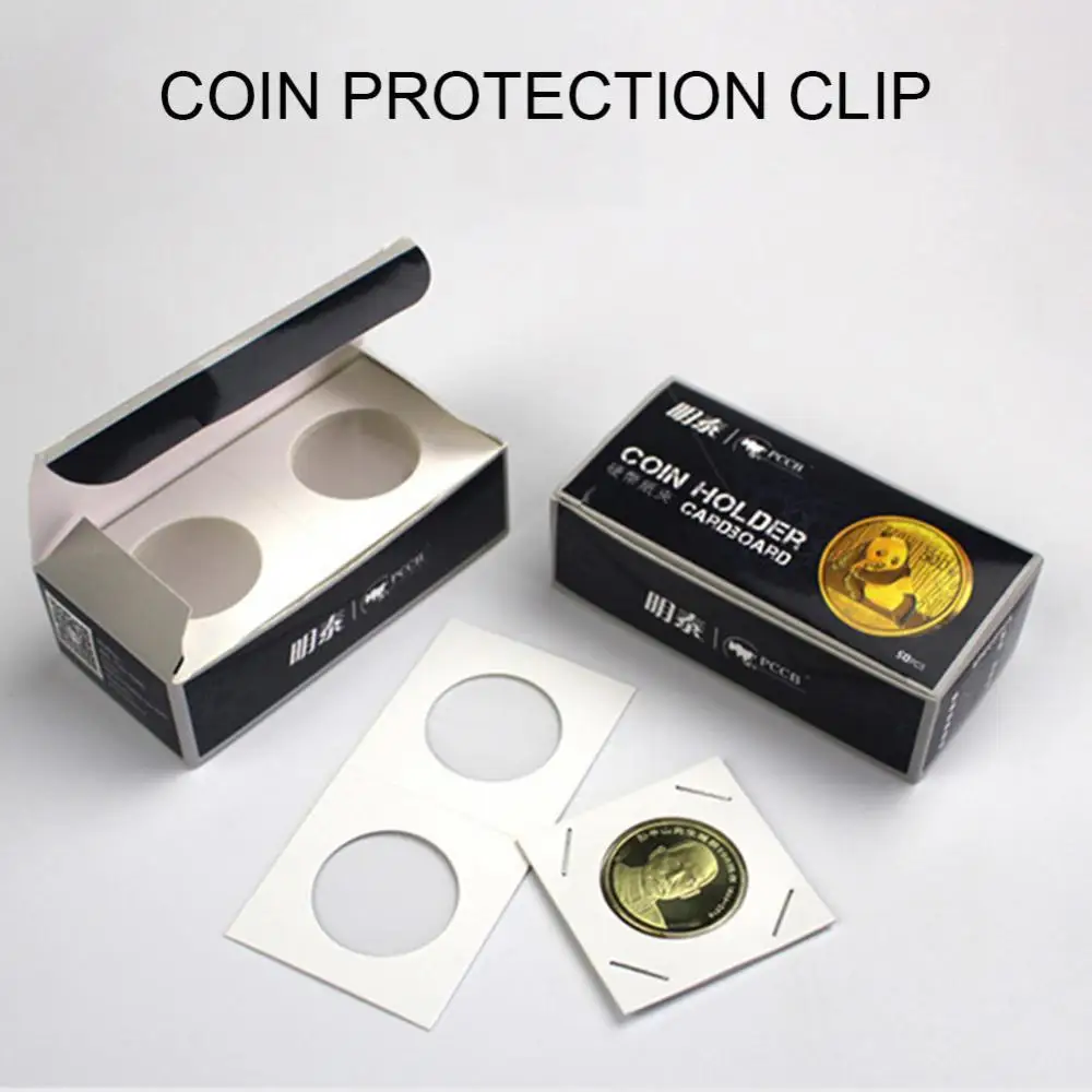 100Pcs Cardboard Coin Holders Coin Album Collection Stamp Holders Cover Case for 20.5/23/25/27.5/31.5/35/40mm Coin