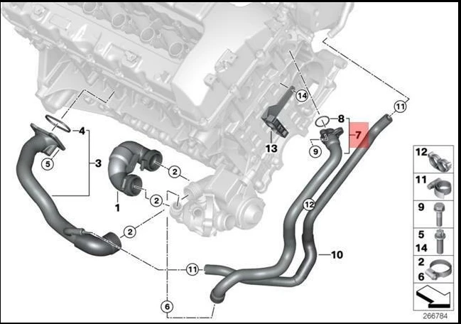 For BMW E82 E88 E89 E90 E91 Thermostat Water Cooling Hose OEM 11537541992