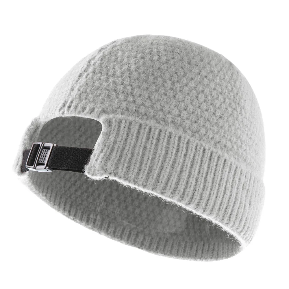 Buckle Knitted Skull Cap Beanies for Women Plain Winter Hats Toque Orange Grey Beige Pink White Black Blue