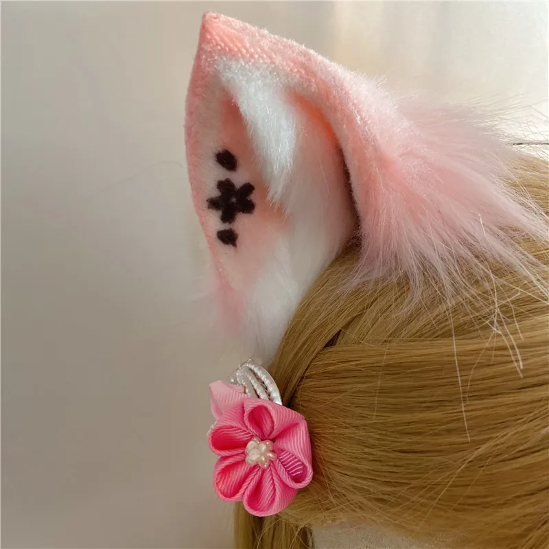 Handmade White BLACK Inari Original Simulation Animal Ear Tail Wolf Ear Cat Ear Fox Ear Hair Band Custom Cosplay