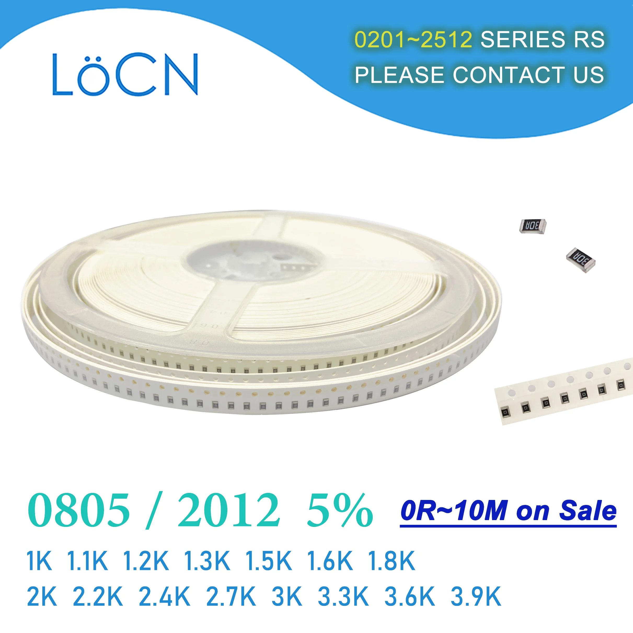 Resistencia LoCNService SMD 0805, 5%, 1K, 5000 K, 1,1 K, 1,2 K, 1,3 K, 1,5 K, 2K, 1,6 K, 1,8 K, 2,2 K, 3K, 2,4 K, 2,7 K, 3,3 K, OHM, 3,6, 3,9 Uds.