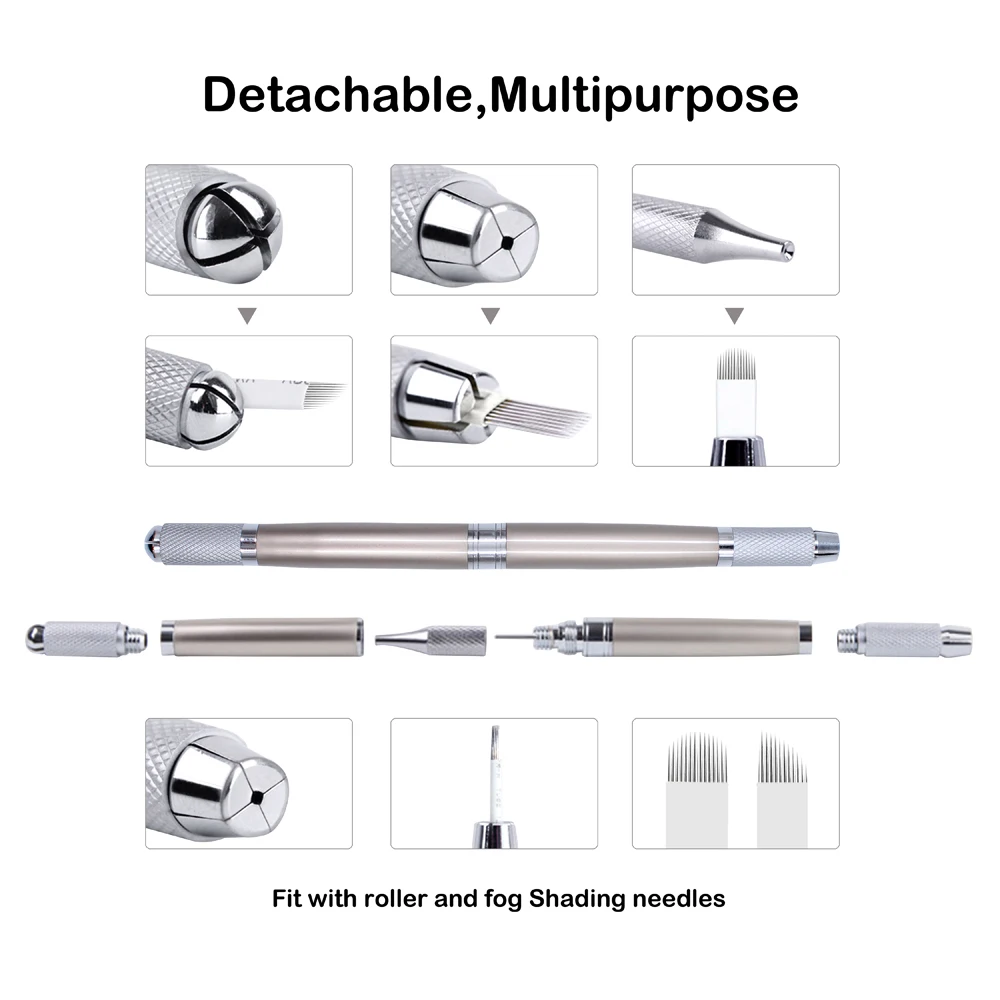 Microblading Kit Permanent Makeup Neddle Eyebrow Pencil Manual Pen Practice Skin Ruler Inkcups Microblading Pigment Tattoo Kit