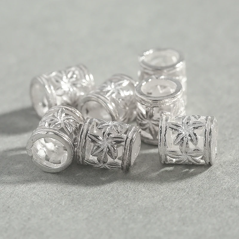 2 pezzi 6x5.5mm argento Sterling 925 colore cilindro fiori modello distanziatori perline per collana gioielli fai da te componenti 92553