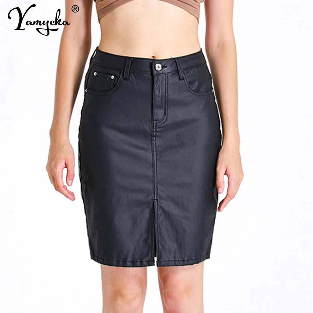 Sexy high waist black leather mini skirt women summer gothic vintage clothes streetwear short skirts fashion emo PU pencil skirt