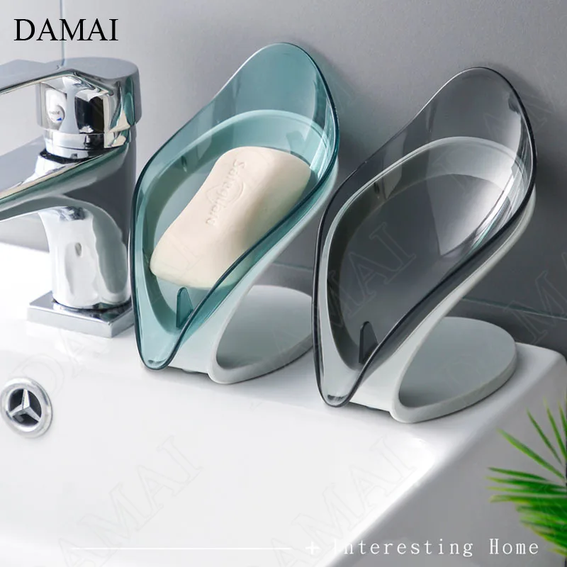 Creativity Leaf Design Silica Gel Soap Dish Holder Nordic Modern Punch-free Non-slip Soap Base Bathroom Decoration Accessories