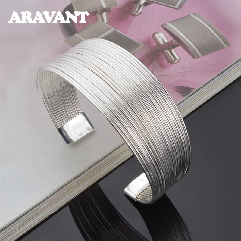 Aravant 925 Silver Multi Line Bracelet&Bangle For Women Fashion Jewelry Gift