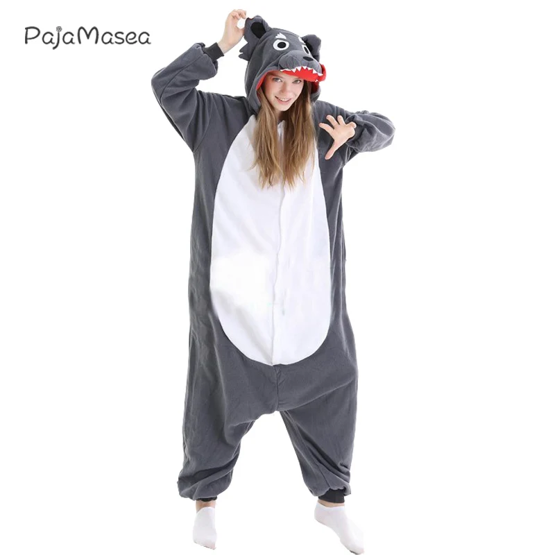 Large XXL PAJAMASEA Men Wolf Adults Onesie Women Sleepwear Cartoon Anime Family Funny Christmas Cosplay Outfits Raccoon Kigurumi