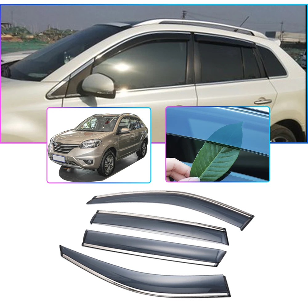 

For RENAULT Koleos Smoke car window visors sun Rain Guard Wind Deflectors 2010 2011 2012 2013 2014 2015 2016 2017 2018 2019 4PCs