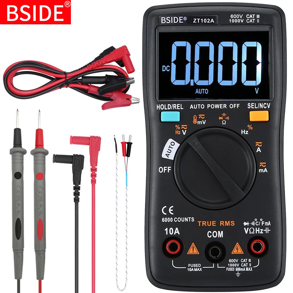 EBTN LCD Digital Multimeter BSIDE True RMS 6000 counts multimetro Auto Ranging AC/DC voltage Current Ohm Hz meter Tester