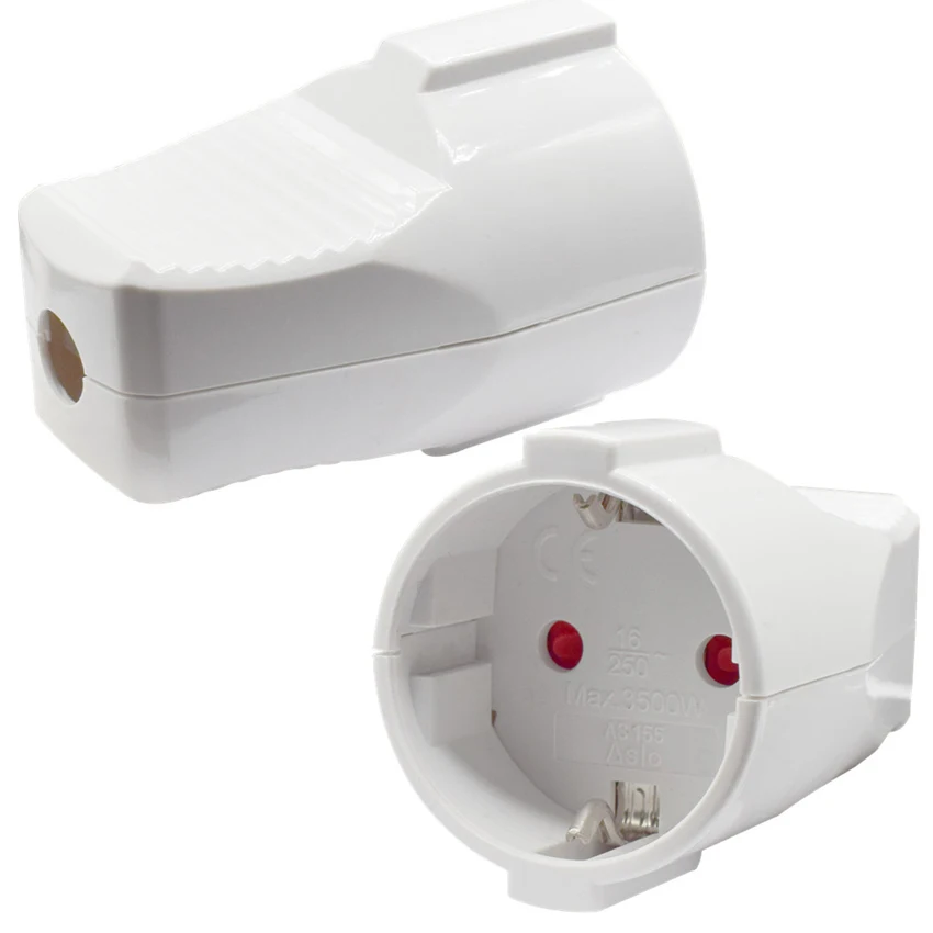 1 Stück Weiß 250V 16A Französischer Russischer Deutscher EU Schuko-Stecker Netzkabel Steckdosenbuchse Stecker-Buchse-Set – Detail 2