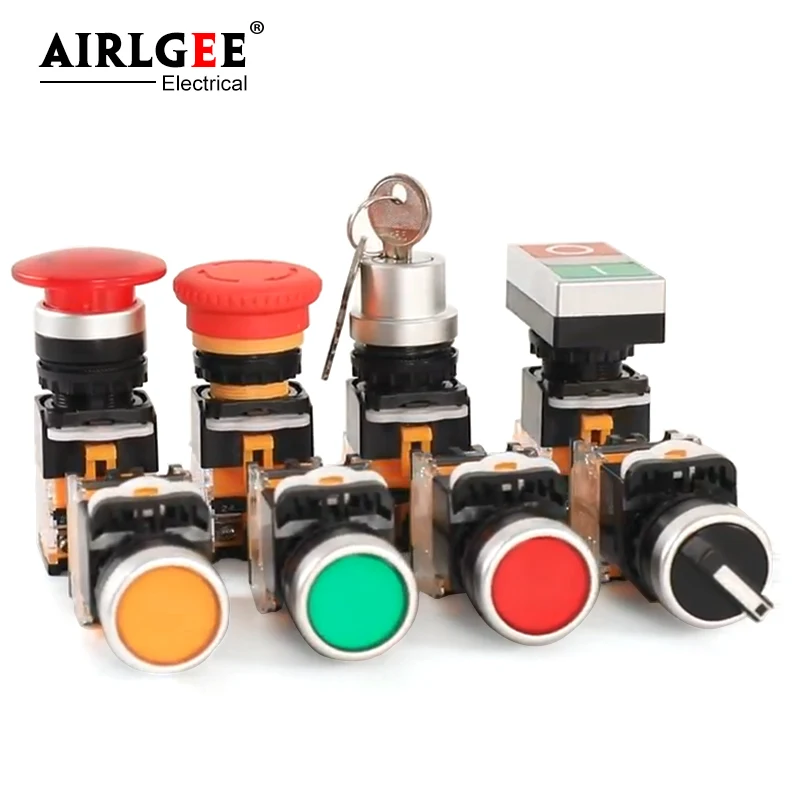 LA38-22mm button switch self-reset self-locking emergency stop rotary jog switch start control switch mushroom waterproof button