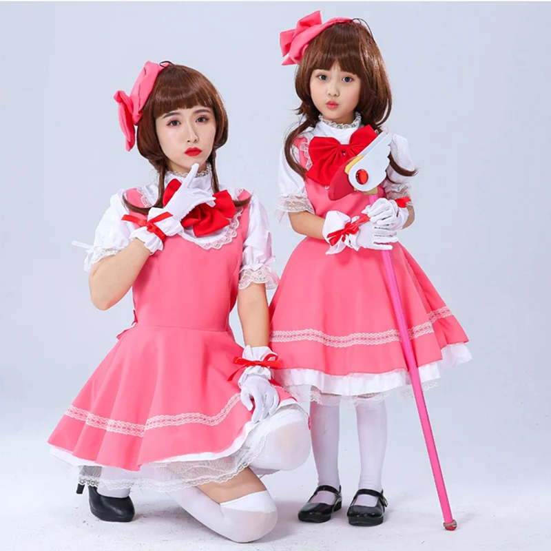 Girls Pink Card Captor Sakura Kinomoto Sakura Princess Dress Cosplay Costume Lolita Dress Costumes For Kids Party