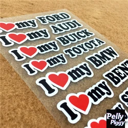 Reflective Personalized Car Sticker I Love my Car Sticker Car Handle Vinyl Decals Car Styling Decor for Car Automobile Wholesale