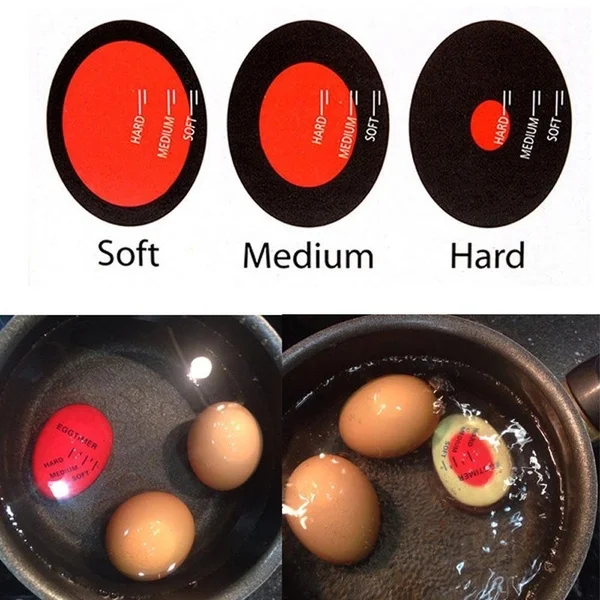 Kitchen Egg Timer Perfect Boiled Egg Indicator Soft-Boiled Display Egg Cooked Degree By Temperature Colour Changing Helper Timer