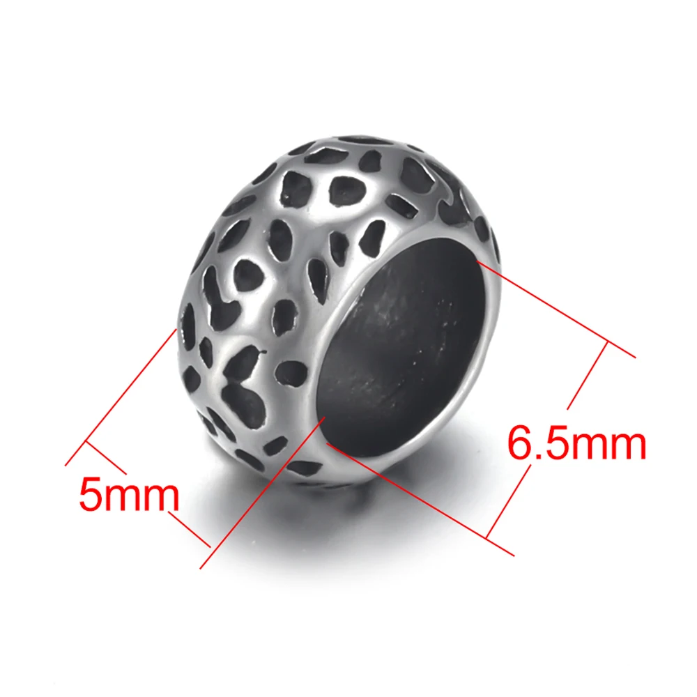 Stainless Steel Drum Bead Polished 6mm Large Hole Metal Beads Bracelet Charms for DIY Jewelry Making Accessories