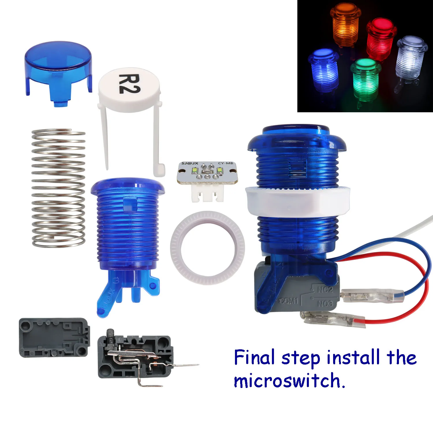 Imagem -04 - Controlador de Jogo de Arcada Led Microswitch Botão Maneira Joystick Usb Codificador para pc Mame Raspberry pi sj @ jx