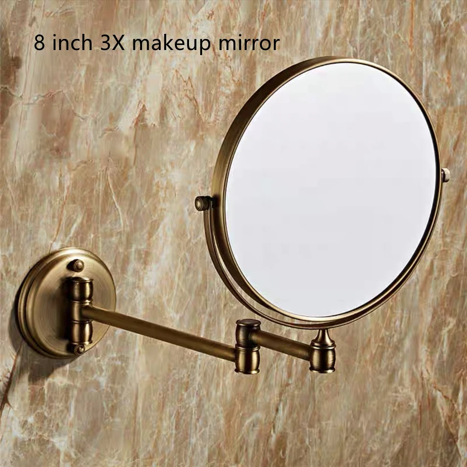 

Bathroom Mirror Makeup Mirror Black/Gold Brass Wall Hanging Folding Vanity Mirror Telescopic Dual Side Magnifying Beauty Mirrors