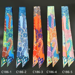 Giraffe Printed Ribbons Small Long Silk Scarves Fashion Women's Bags Accessories Tie New Scarf For Headband Headsacrf