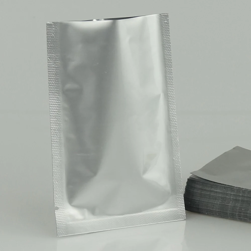 200pcs 5x7cm Pure Aluminium Foil Flat Bag - Heat Sealing Silvery White Purely Foil Food Grade Pouch Powder Coffee Bean Package