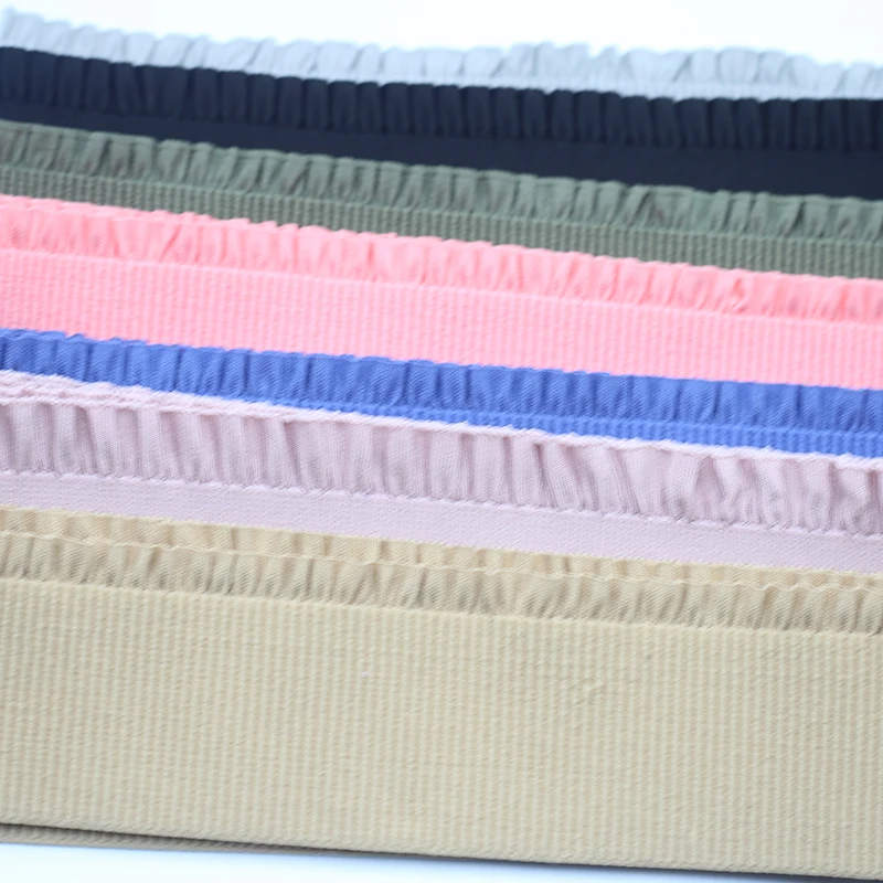 2.2 Inches Pleated Lace Elastic Band Trim 7 color Polyester Waist Elastic Rubber Belt Clothing Sewing Craft Supplies 1 yards/lot