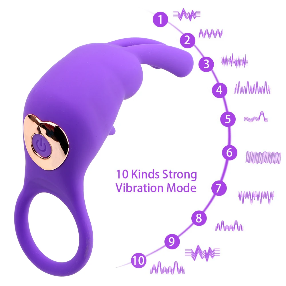 Vibrating Cock Ring Male Delay Ejaculation Clitoris Stimulation 10 Speeds Penis Rings Vibrator Massager Sex Toys for Men Couples