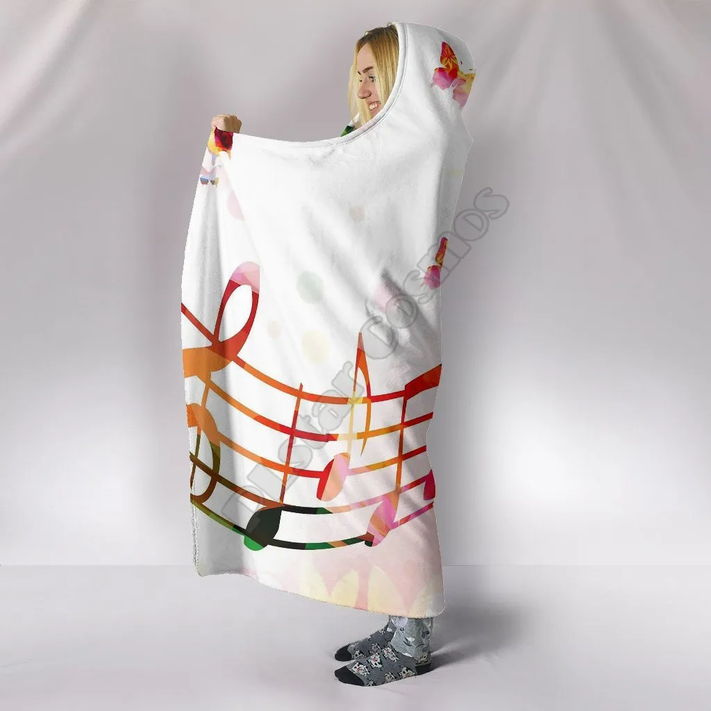 Colorful Butterelies Musical Notes 3D Printed Wearable Blanket Adults For Kids Various Types Hooded Blanket Fleece blanket