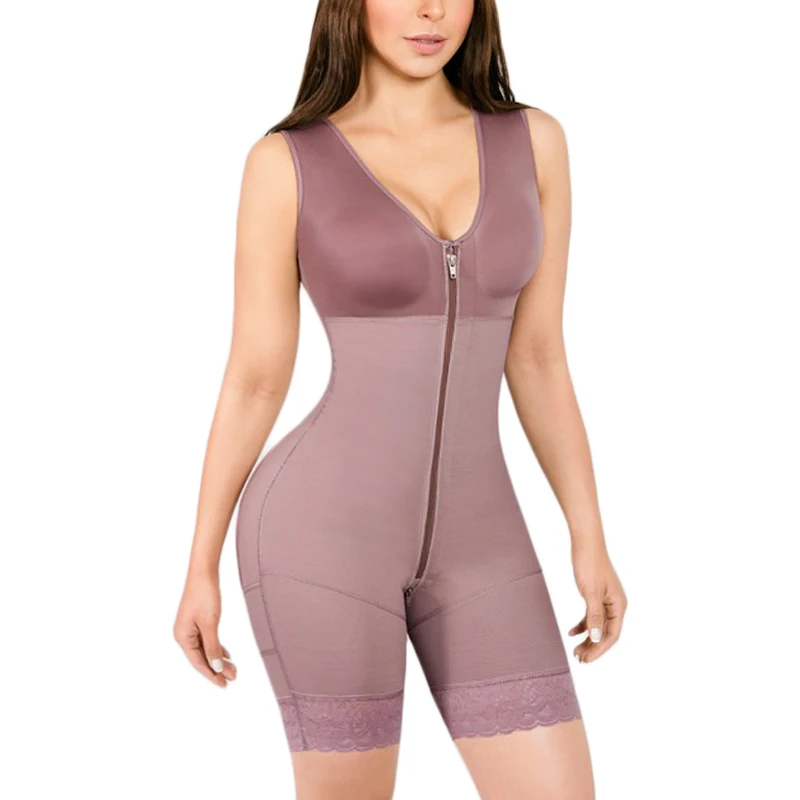 High Compression Central Zipper Shapewear With Bra Tummy Control Shapewear Thong High Waist Ladies Bodysuit Fajas Colombianas