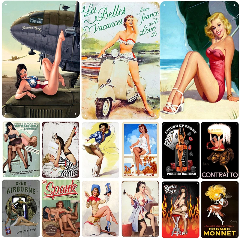 

Vintage Sexy Girls Plaque Metal Tin Sign Shabby Chic Decor Metal Signs Bar Pub Decoration Metal Poster Metal Plates