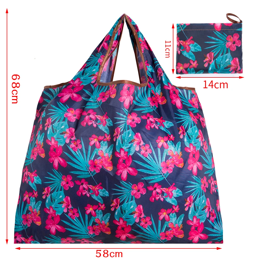 Tote ECO Reusable Polyester Portable Shoulder Women\'s Handbags Folding Pouch Shopping Bag Storage Travel Grocery Fashion Pocket