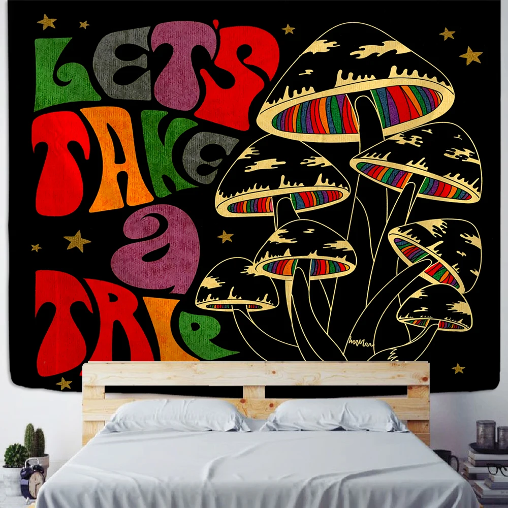 

Psychedelic Mushroom Tapestry Wall Hanging Aesthetic Witchcraft Bohemian TAPIZ Girls Dormitory Home Room Decor