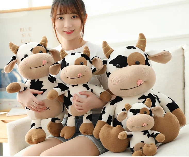 nuovo giocattolo adorabile mucca da latte peluche cartone animato mucca cuscino da tiro bambola morbida giocattolo regalo di Natale b0389