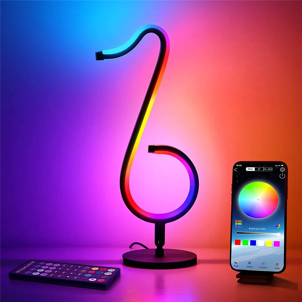 Colorful Music Note Table lamp Bluetooth Dimmable Music Ambient Wall Lamp Car Desktop LED Night Lamp For Home Ornaments Gifts