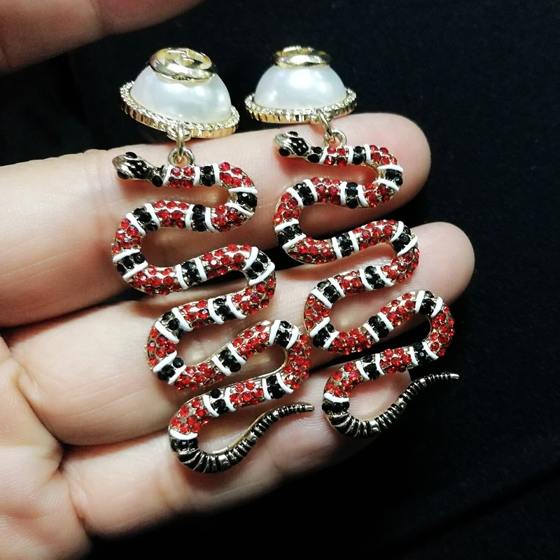 korean trendy  crystal snake  drop earring for women