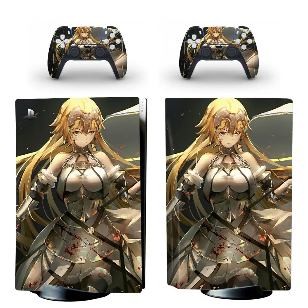 Sarung Stiker Kulit Edisi Cakram Standar Fate Saber PS5 untuk Konsol PlayStation 5 & Pengendali PS5 Stiker Vinil Kulit