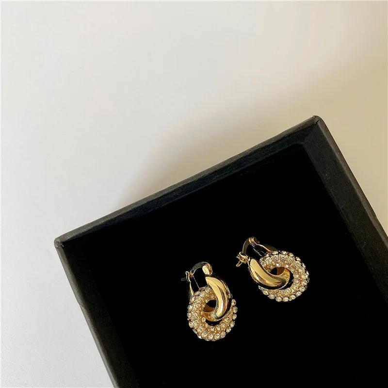 Hiphop Multi Crystal Circles Drop Earrings for Women Rock Jewelry Vintage Metal Earring Female Brincos Hyperbole Bijoux 2020