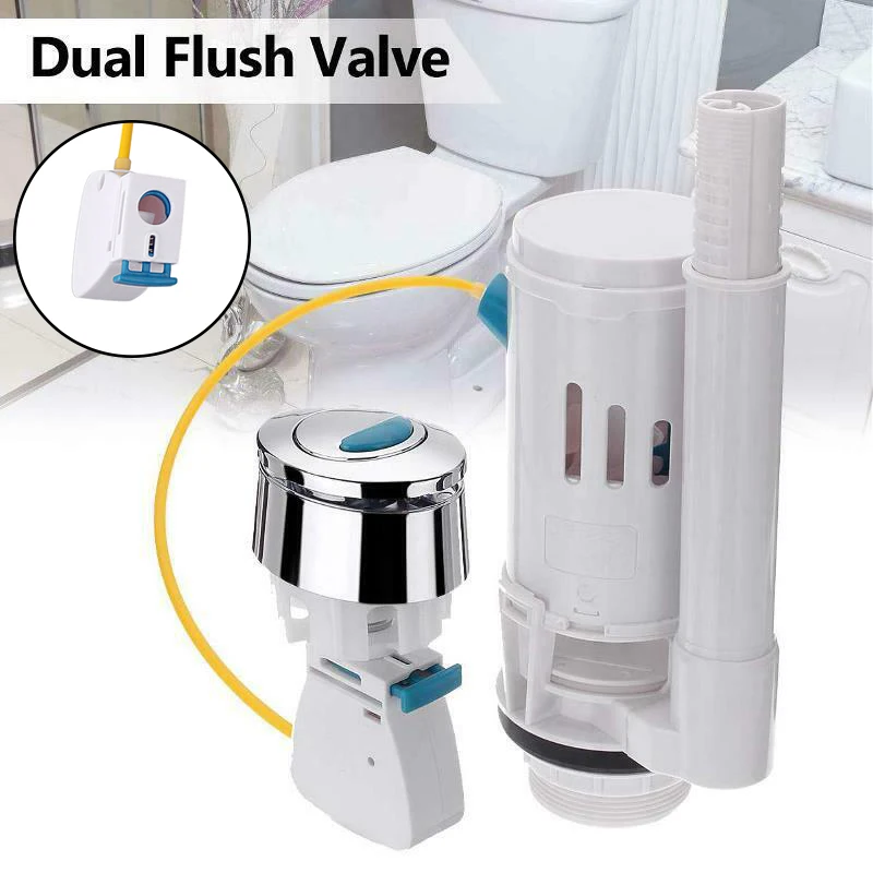 

Water Tank Dual Flush Fill Drain Valves Flush Push Button Water Tank Part for Universal Seats Toilet