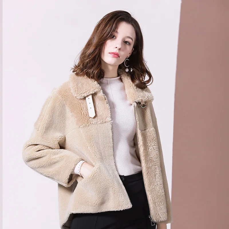 

women s faux fur coats short teddy bear coat ladies clothing overcoat plus size beige wool blends 2019 autumn winter free ship