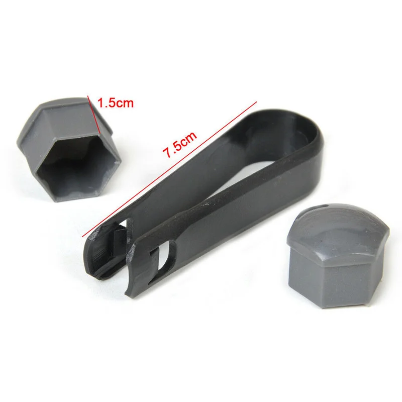 20Pcs 17mm Gray Wheel Center Nut Caps Car Tire Lug Nut Bolt Plastic Covers Decor Styling Protector Accessories For VW Audi Skoda