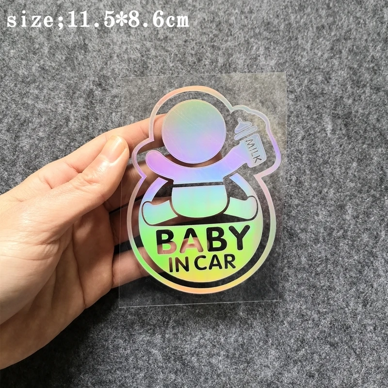 Baby in Car Refit Stickers Motorcycle Decals Fuel Tank Cover Door Window Bumper Colorful Laser Reflective Waterproof Stickers