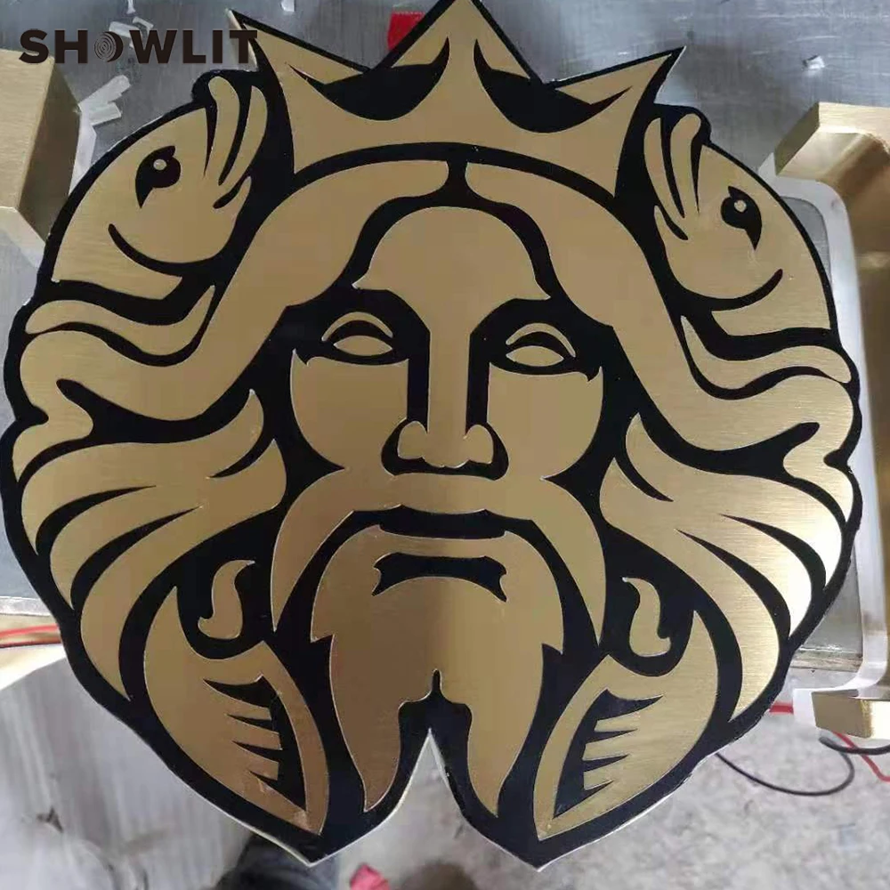 Modern Golden Backlit Lighted Signs For Company And Stores Custom Made Available