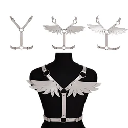 Luxus Engel Flügel Punk Leder Harness Gürtel frauen Unterwäsche Tops Crop Halloween Karneval Strumpfbänder Kleid Dance Zubehör