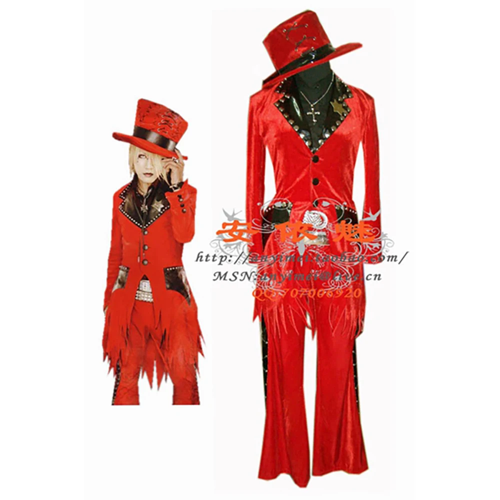 fondcosplay red velvet Japan Gazette Ruki Cockroach Visual J-rock jacket pants hat magician Cosplay Costume CD/TV[G196]