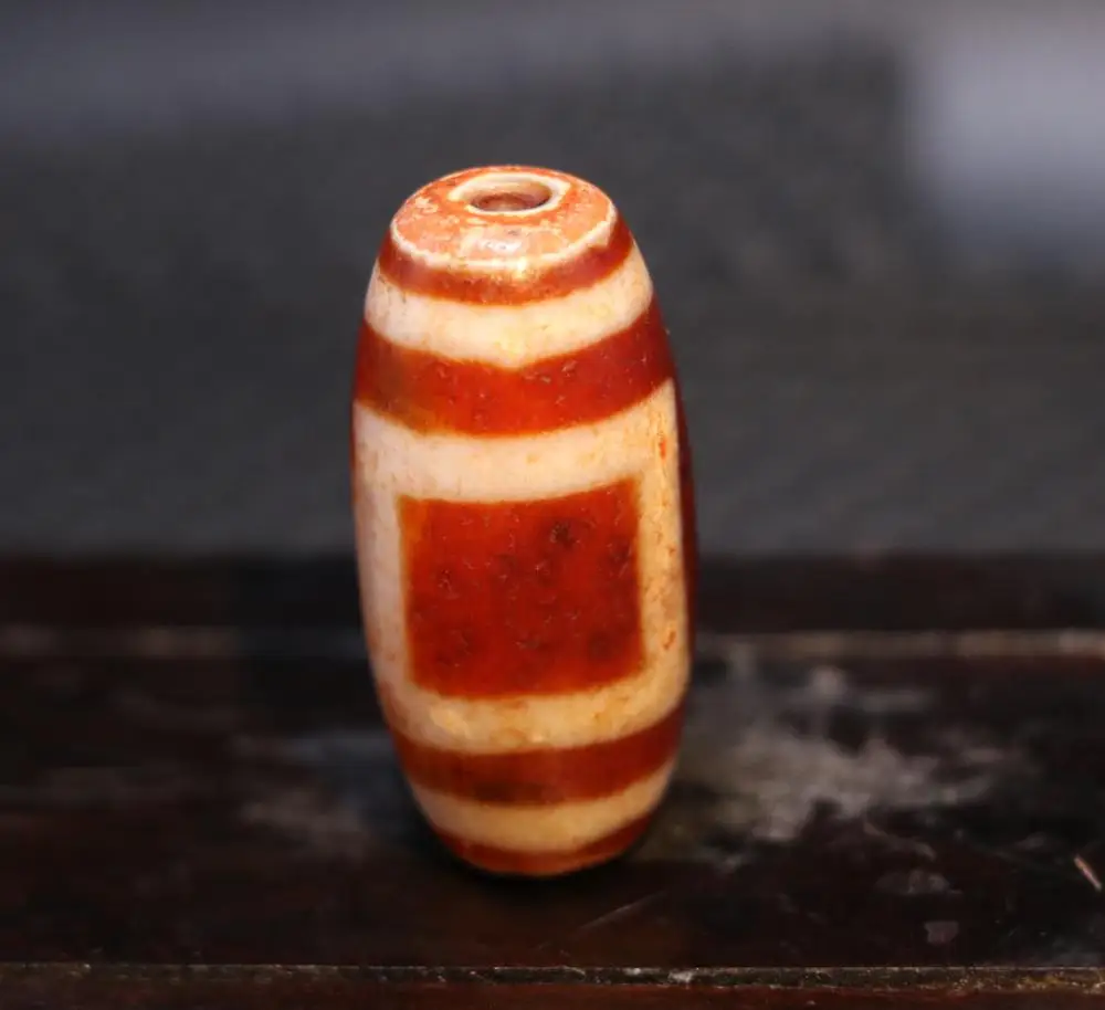 

A Treasure Magic Power Tibetan old Agate Harmonious Heaven&Earth Big Drum dZi Bead Amulet Pendant Talisman Timestown UPD21Asw