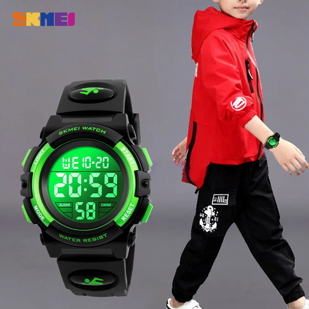 2020 SKMEI Multifunctional Chronograph Sport Watches Children LED Digital Watch 5Bar Waterproof Kids Wristwatches For Boys Girls