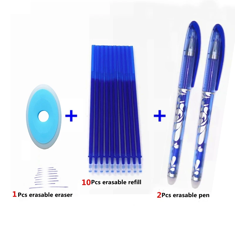 Erasable Pen Set 0.5mm Blue Black Color Ink Ballpoint Pens Washable handle for School Office Stationery Supplies Exam Spare